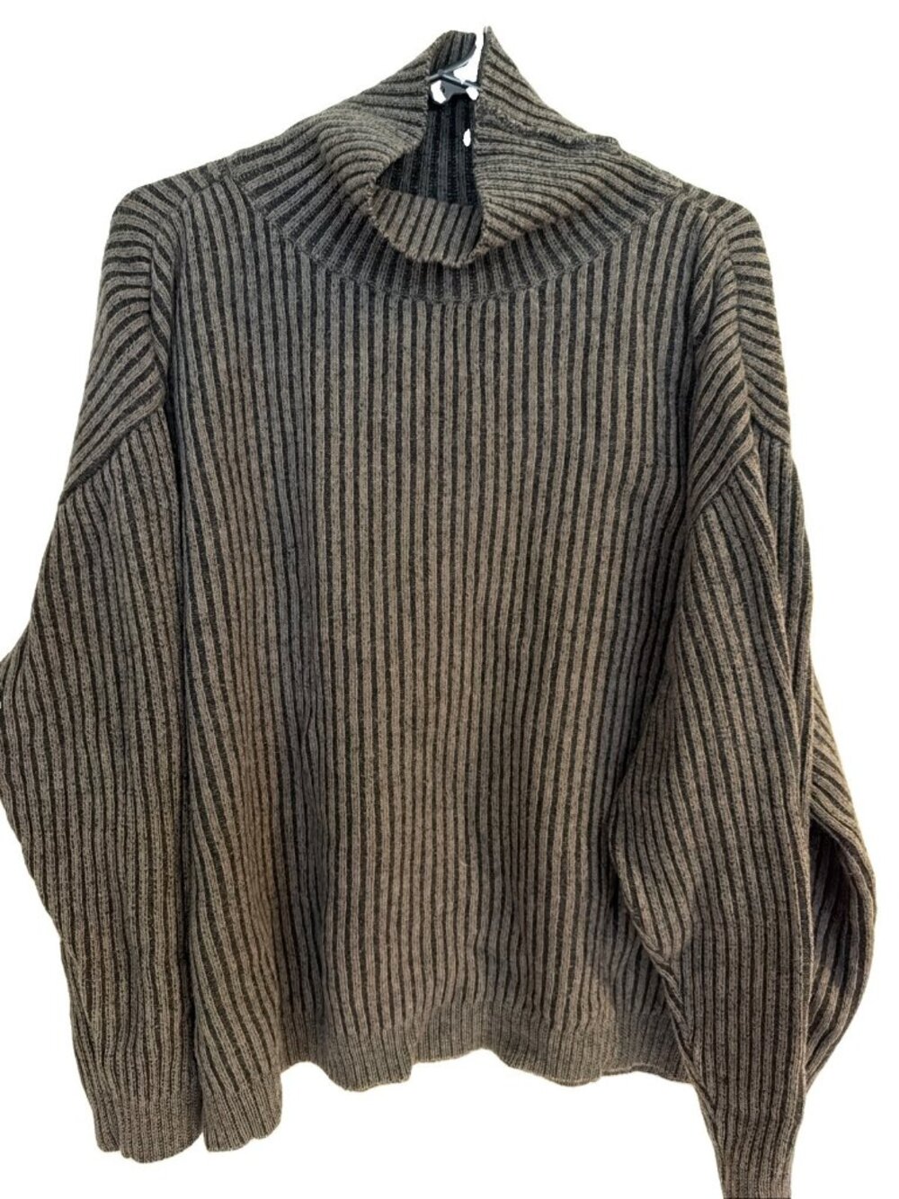 Wool Blend Chevignon Womens XL Turtle Neck Knit Sweater  Oversized Slouchy Gray